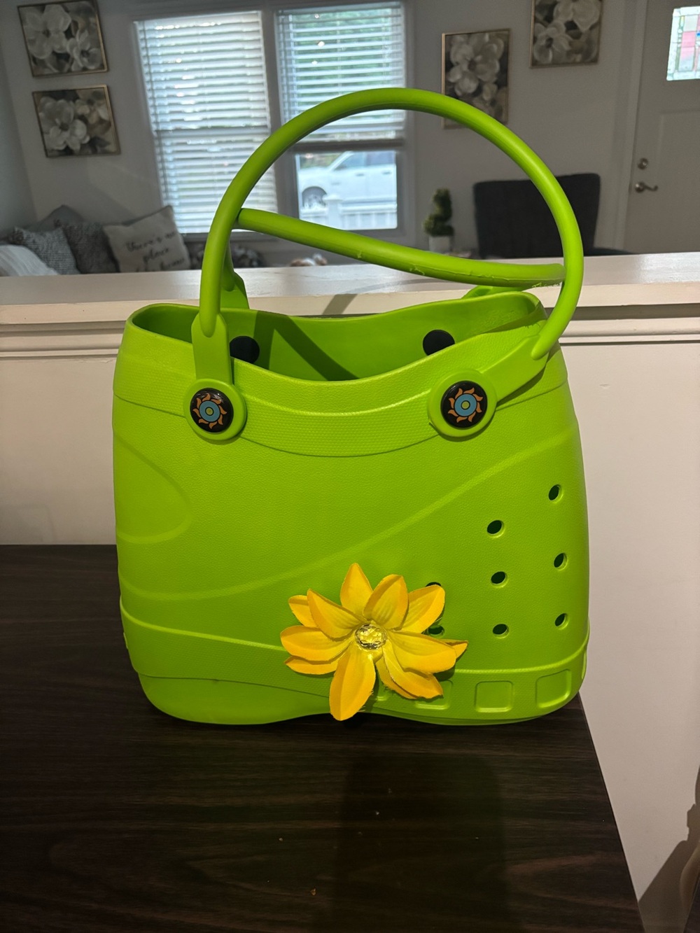 Croc tote Lime Green Floral Accent Women's Tote